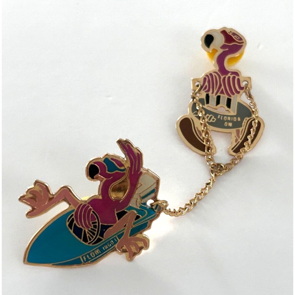 Odyssey of the Mind Florida FL Flamingo Boat Parasailing Pin 2 Set